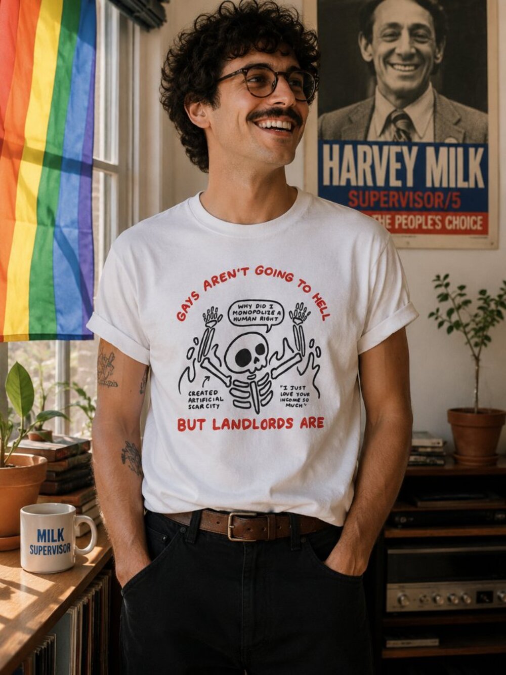 Unisex LGBTQIA+ Pride Gays Aren’t Going to Hell But Landlords Are Graphic Tee M